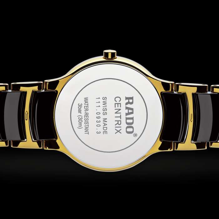 Rado centrix black gold chain couple watches