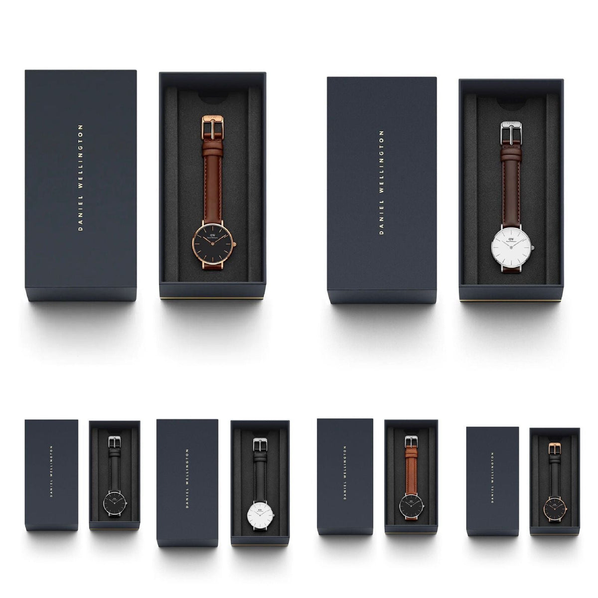 Daniel Wellington black leather belt and white dial for ladies