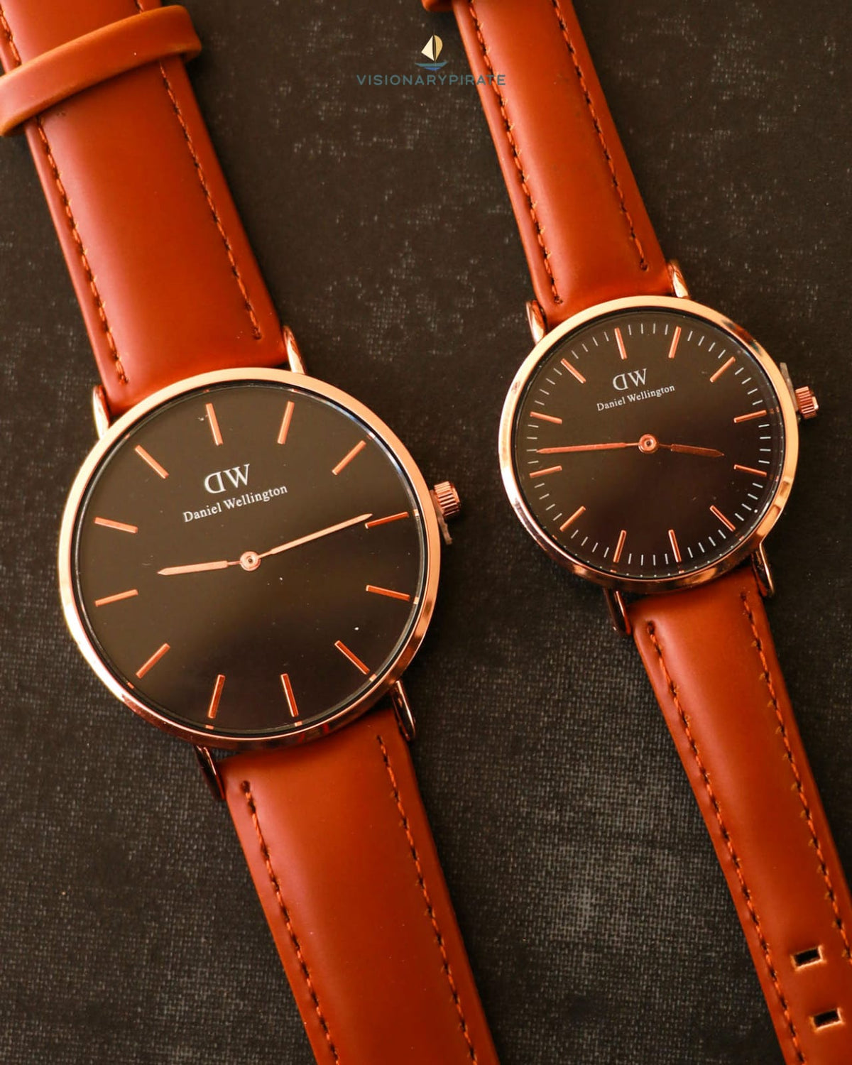 Daniel Wellington leather brown belt couple watches