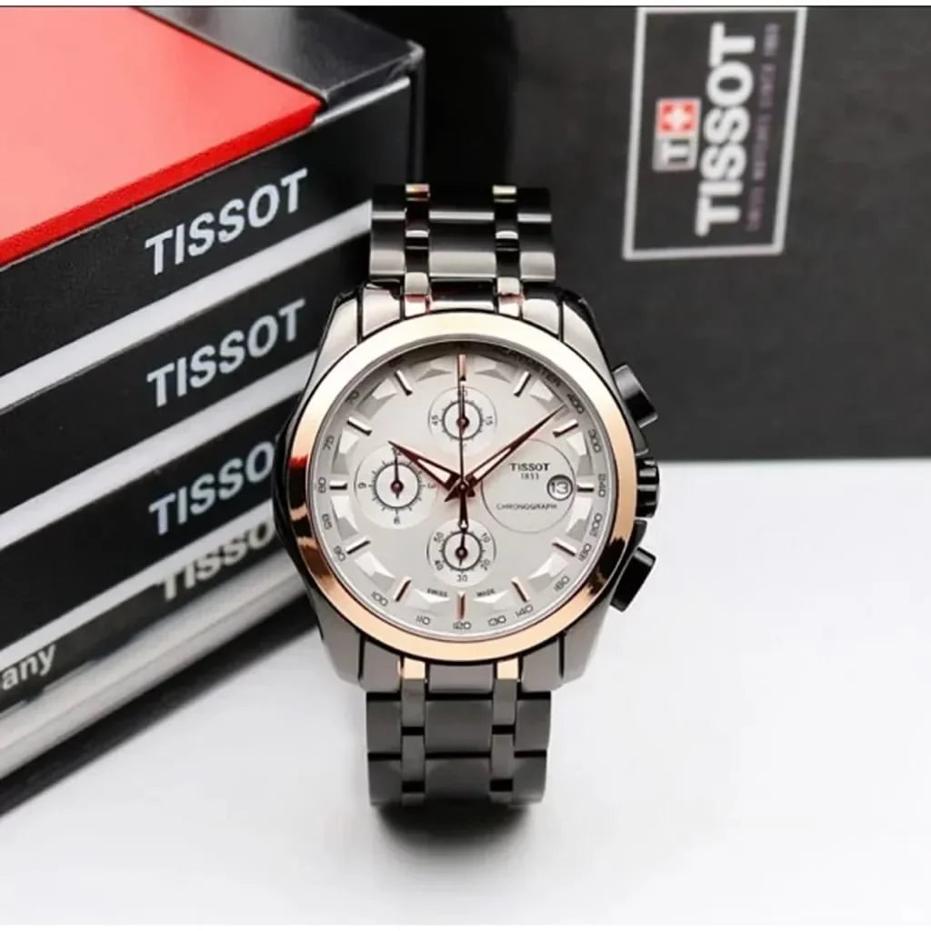 Tissot white dial stainless steel men's watch
