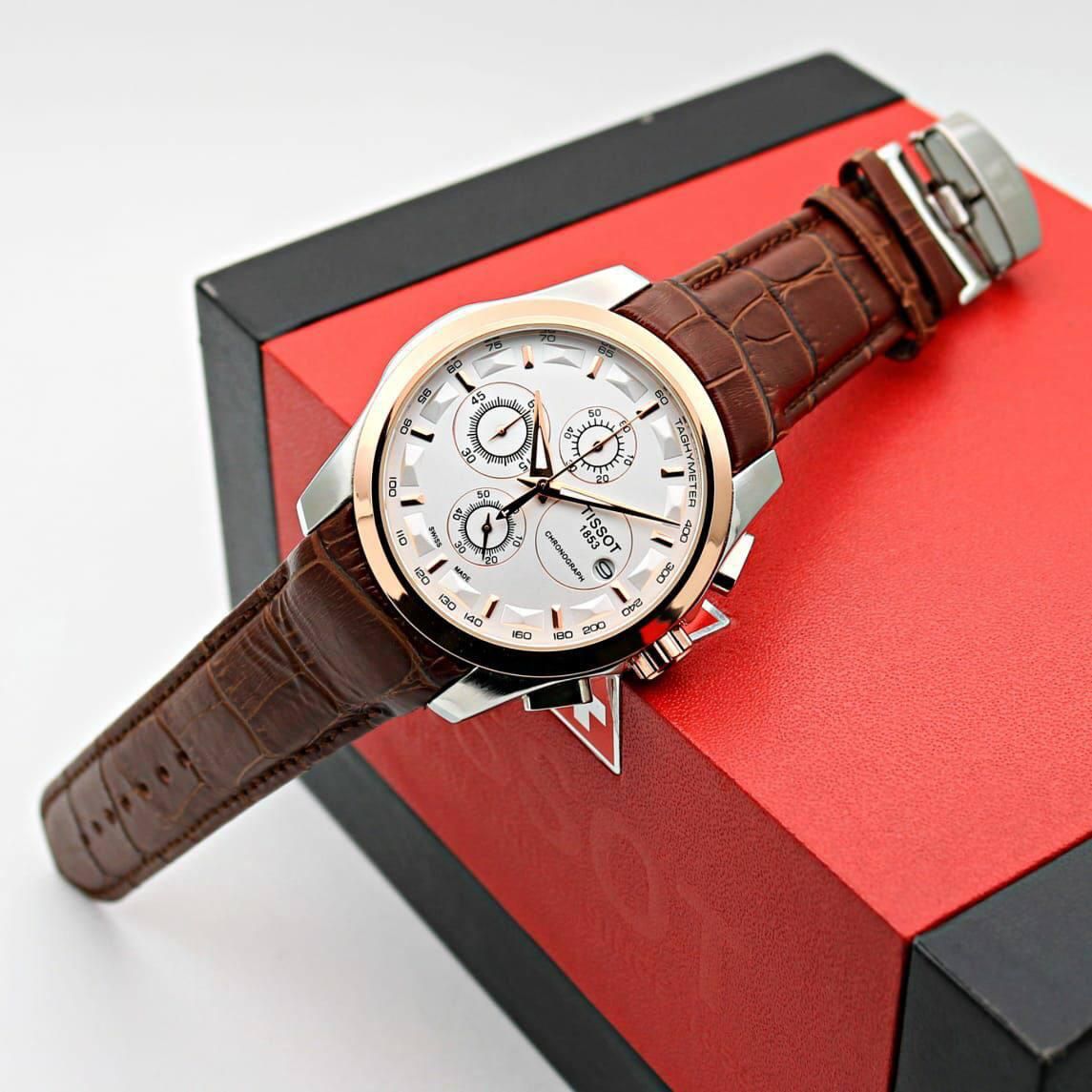 Imported Tissot Watch Chronograph Leather Belt Watch For Men