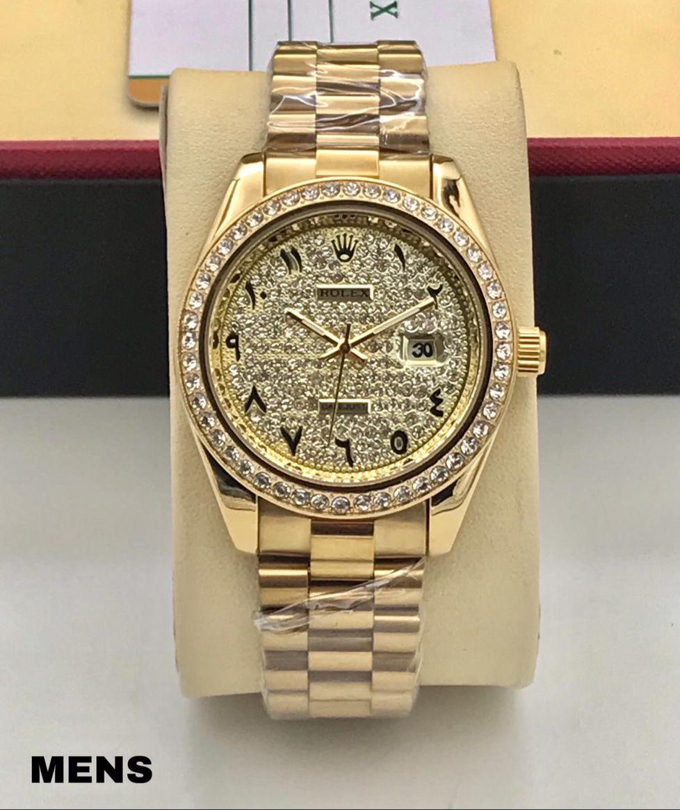 Rolex Daytona gold dial diamond watch for men's