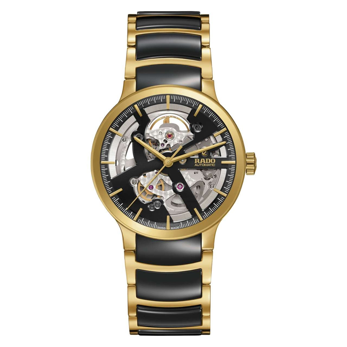 Rado Versatile Automatic Open heart Gold Blac chain men's watch