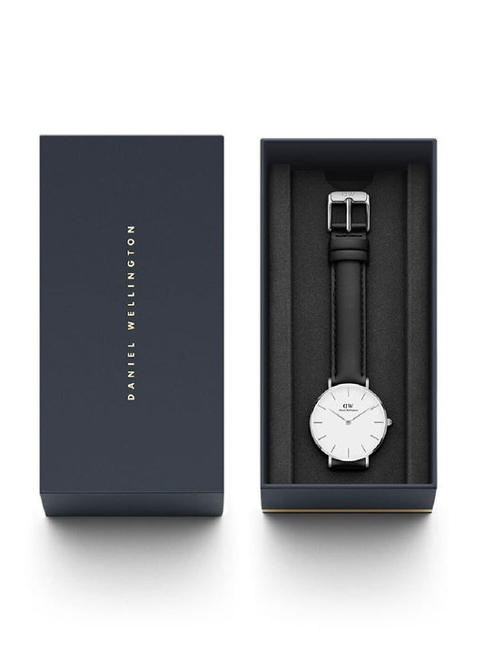Daniel Wellington black leather belt and white dial for ladies