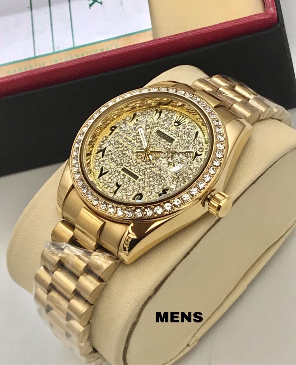 Rolex Daytona gold dial diamond watch for men's