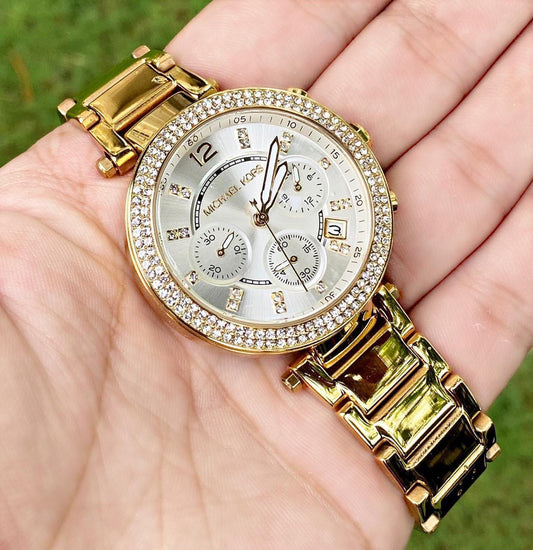 Michael Kors MK5354 White Dial gold chain women's watch