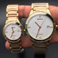 Rado centrix gold chain white dial couple