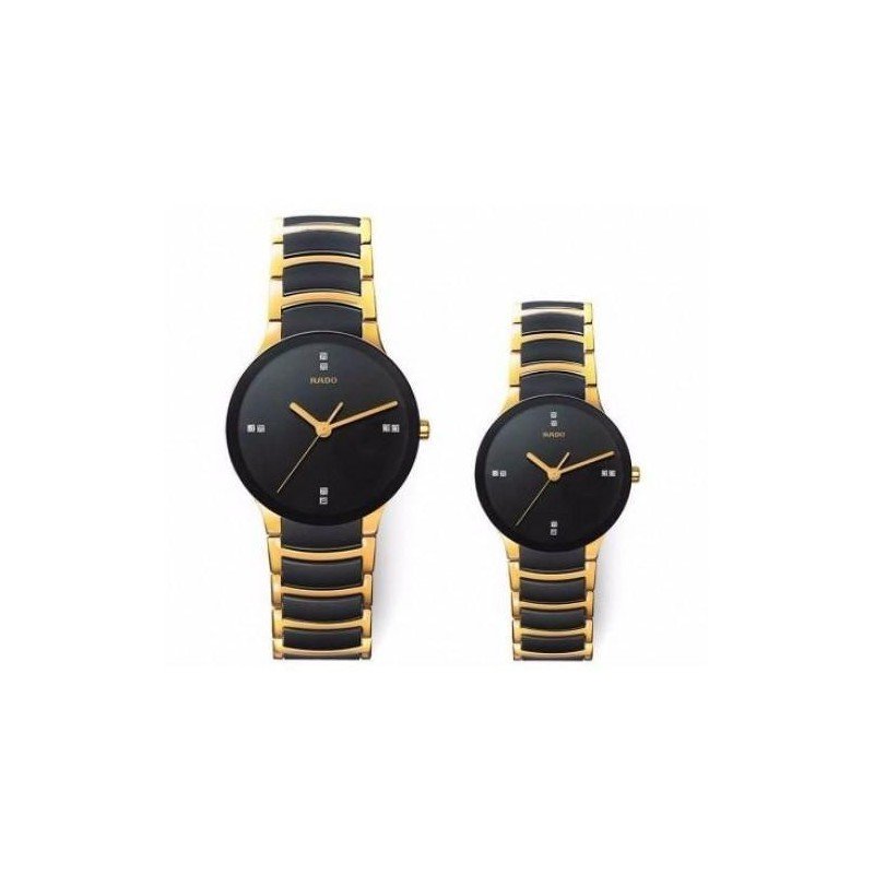 Rado centrix couple watch gold black chain
