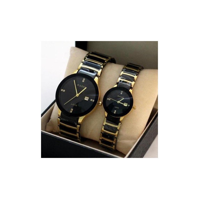 Rado centrix couple watch gold black chain