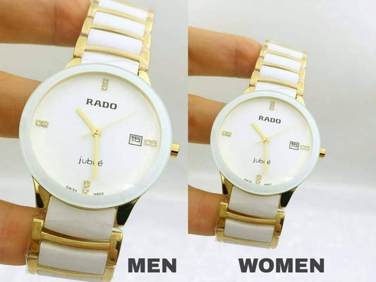 rado centrix white chain couple watches