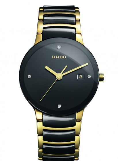 Rado centrix black gold chain couple watches