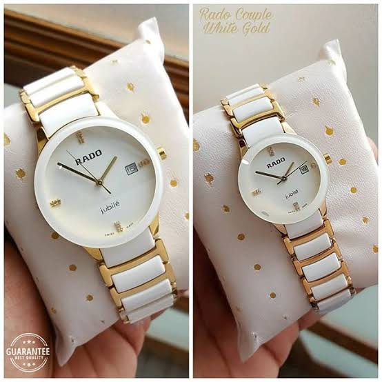 Rado centrix white gold couple watches