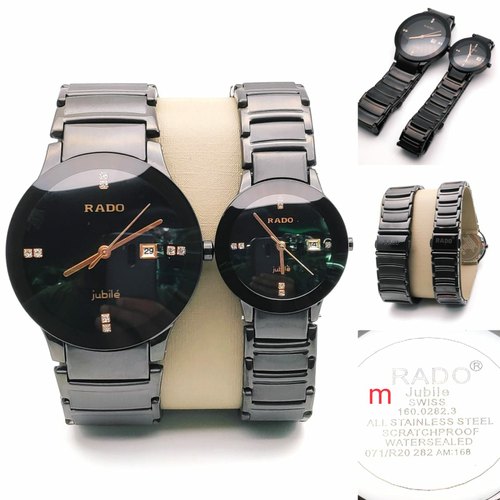 Rado centrix black chain couple watches