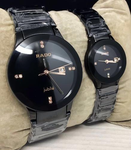 Rado centrix black chain couple watches