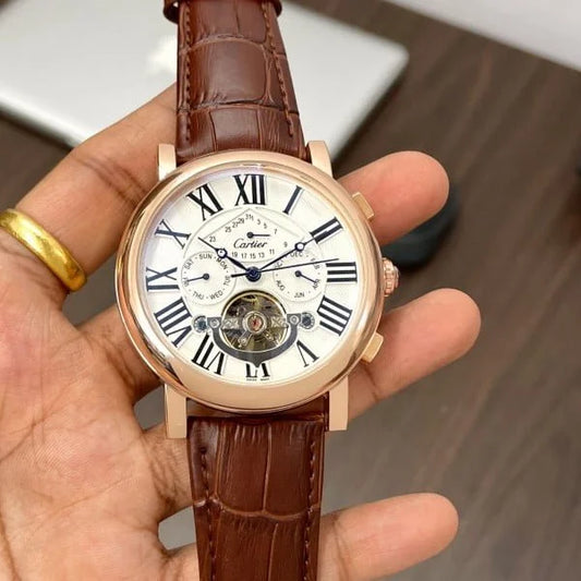 Imported Men’s Cartier Automatic Leather Strap Watch For Men