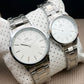 Daniel Wellington white dial silver chain couple watches