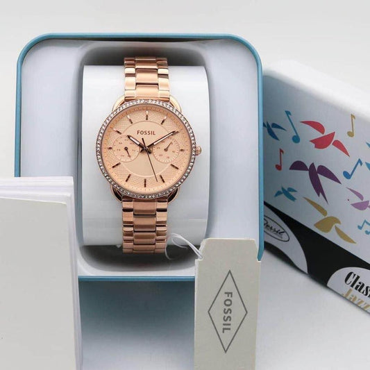 Fossil rose gold chain ladies watch