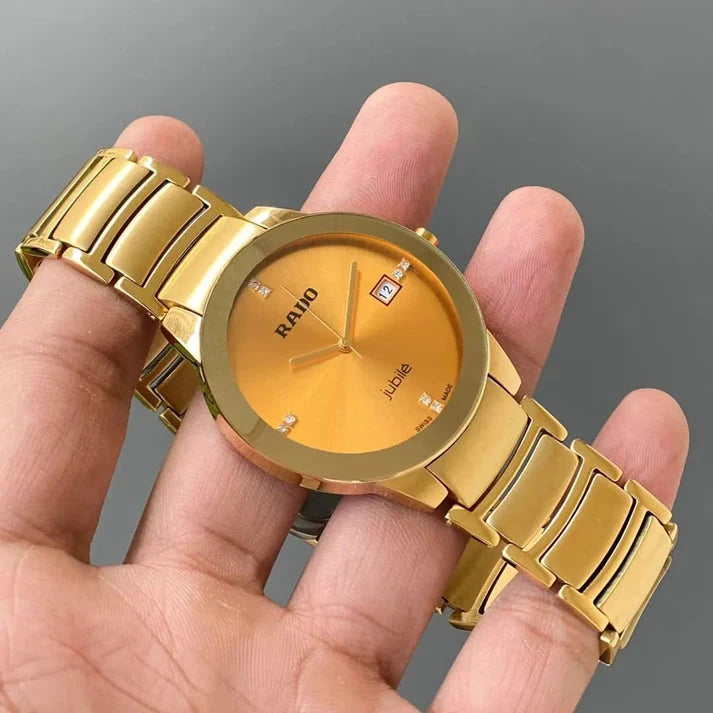 Rado Ceramic Gold Dial For Men's Analog Watch