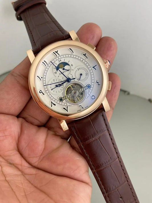 Imported Men’s Cartier Automatic Leather Strap Watch For Men