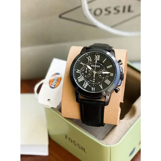 Imported Fossil Watch Chronograph Black Belt Watch For Men