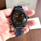 Fossil Skeleton Open Heart Black Dial