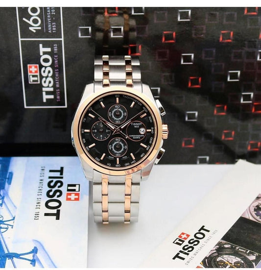 Tissot black dial stainless steel men's watch