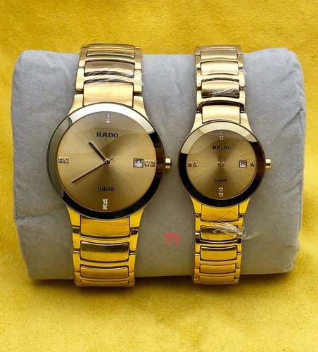 Rado centrix gold chain couple watches