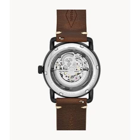 Fossil ME3098 skeleton leather belt watch for men's