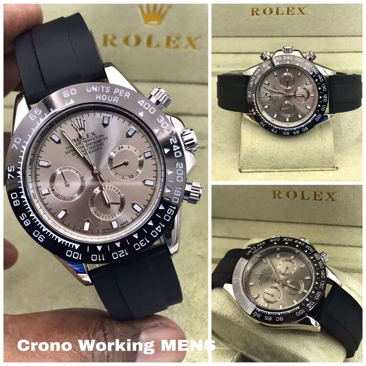 Rolex Cosmograph Daytona Black silicon belt men's watch