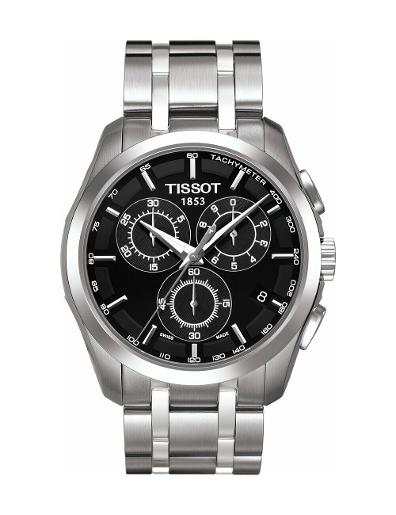 Tissot Black dial silver chain stainless steel men's watch