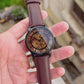 Fossil Open heart automatic Black dial pure leather belt watch